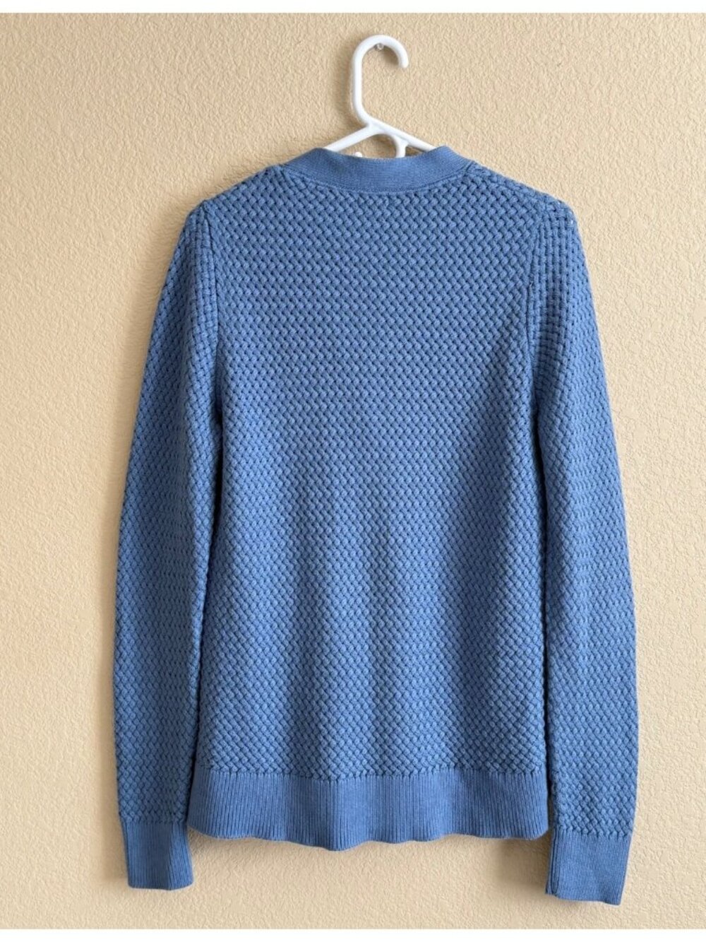 L.L. Bean Women's Basketweave Knit Cardigan Sweater Button Front Blue - Picture 6 of 8
